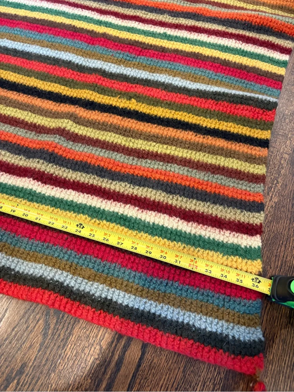 Nepal Hand Knit Pure Wool Multi Stripe Throw - Picture 6 of 7